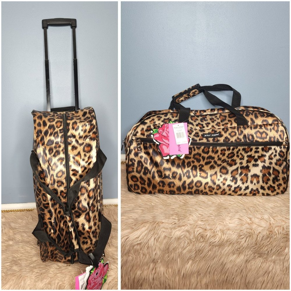 NWT BETSEY JOHNSON 22" Cool Cat Wheeled Weekender Duffel Bag